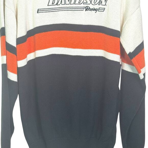 Vintage Harley Davidson Racing Sweater 100% Cotton Stripes Pullover Sweater - Picture 4 of 8